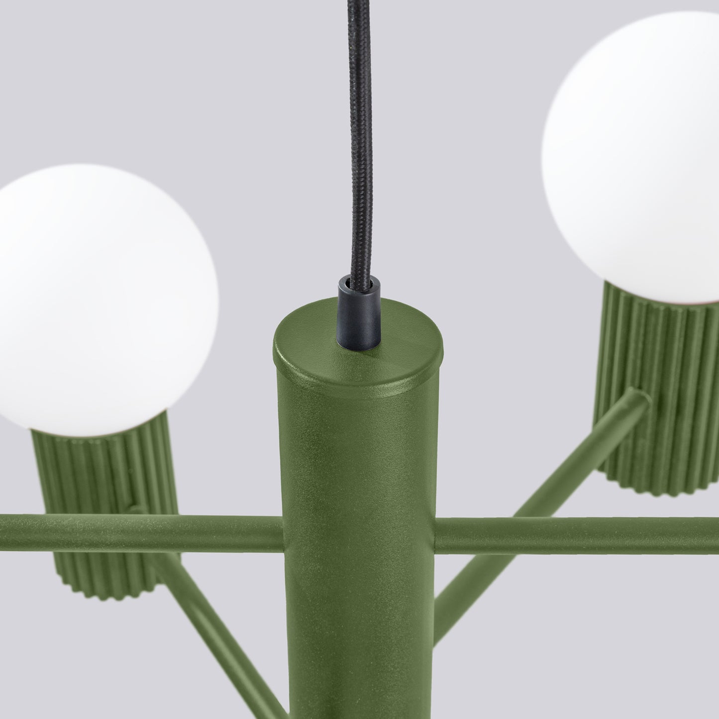 White 6 Light Glass Globe Chandelier technical view and dimensions reference