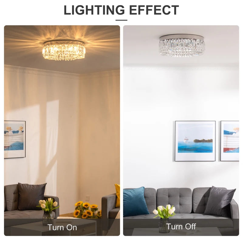 Lighting effect of the crystal flush chandelier ceiling light
