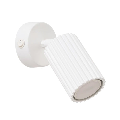Fence Wall Light with Switch - Modern Ribbed Metal Bedside Lamp