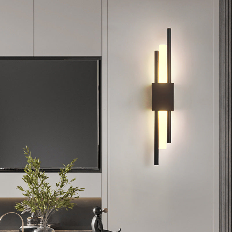 Black Left Emporium LED Glass Wall Lamp for Kitchen, Dining Room, Living Room, and Bedroom placed near the bed