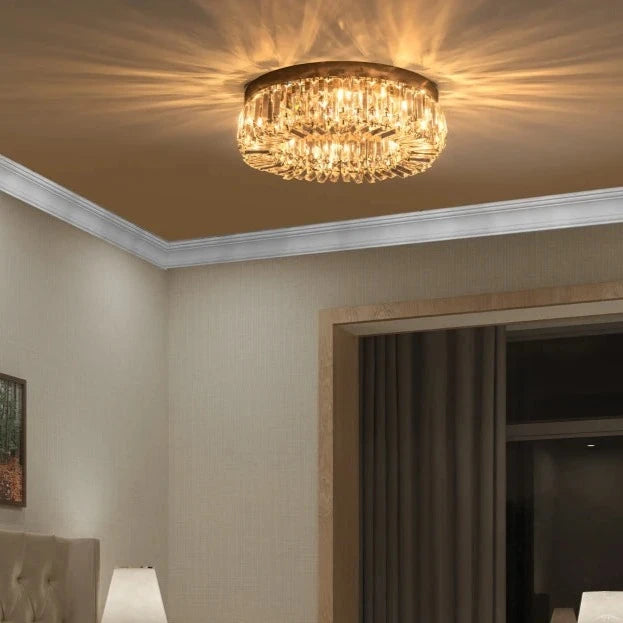 Crystal flush mount chandelier for low ceilings
