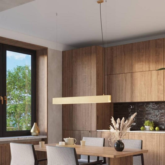 Chic White Linear Pendant Chandelier High Ceiling Light for Living Room, Kitchen and Dining Room 