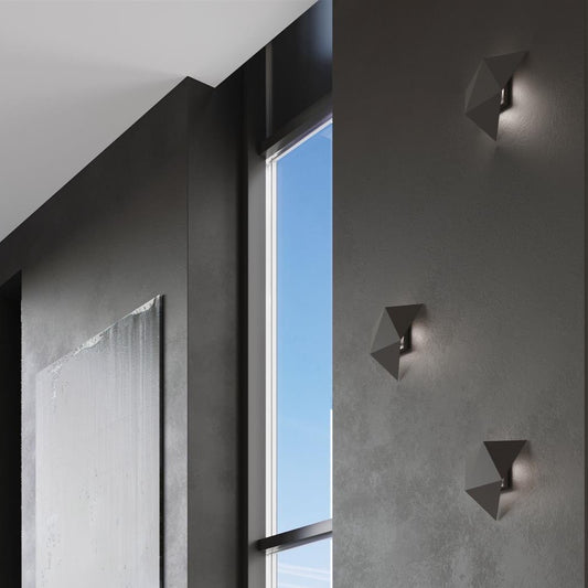Set of 4 Modernistic White Origami Nursery Wall Light for Kitchen, and Living Room placed on Black Wall