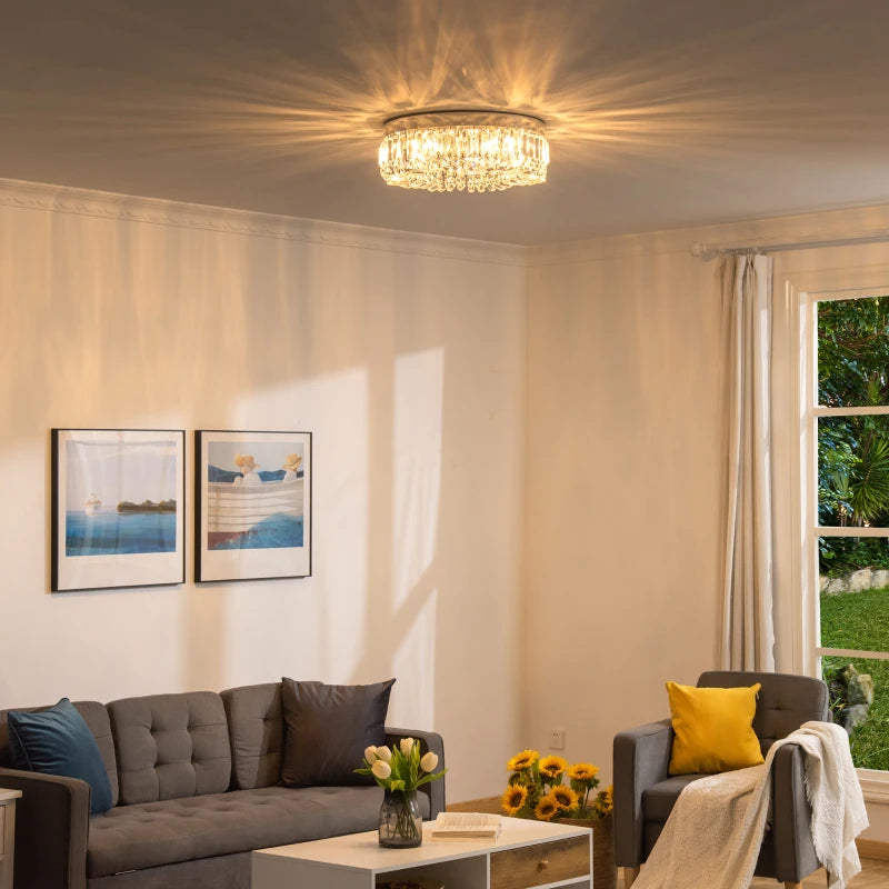 Light on Crystal flush chandelierceiling light