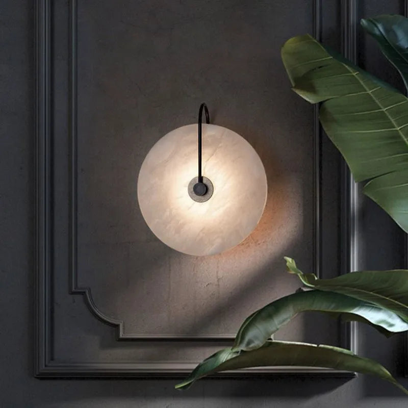Marble Wall Light  for Kitchen, Living Room, Dining Room, Bathroom and Bedroom placed on black wall