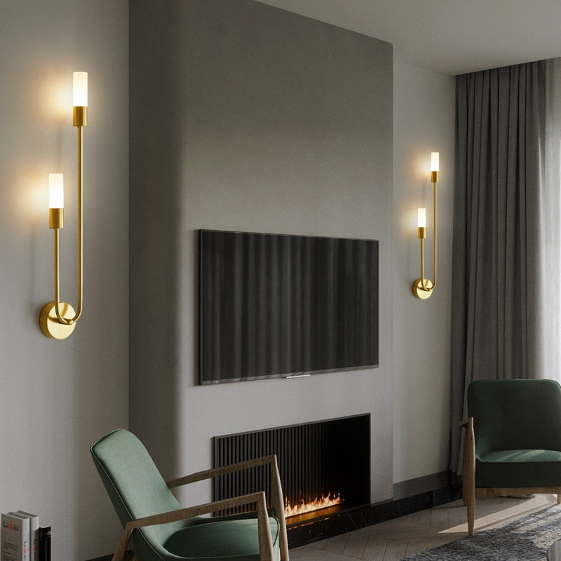 Gold Right Spire Sleek LED Glass Wall Light for bedroom, kitchen, living room