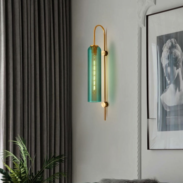 Nordic Modern Green Chrome Glass Wall Lamp for Bedroom, Living Room, Dining Room, and Kitchen