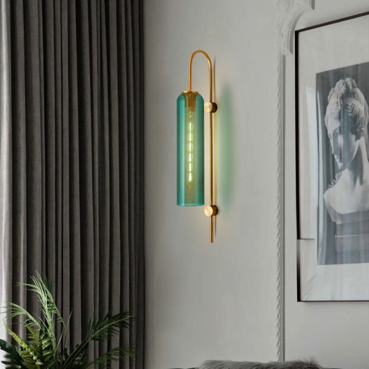 Nordic Modern Green Chrome Glass Wall Lamp for Bedroom, Living Room, Dining Room, and Kitchen