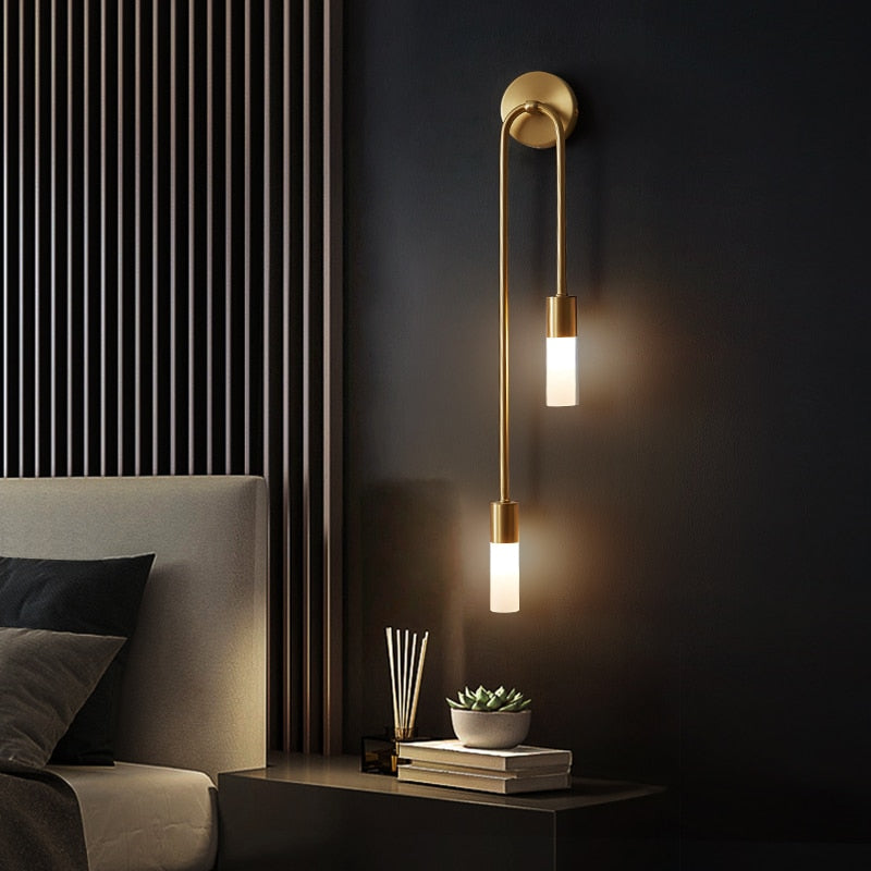 Light-on Golden Left Spire Sleek LED Glass Wall Light for bedroom, kitchen, living room