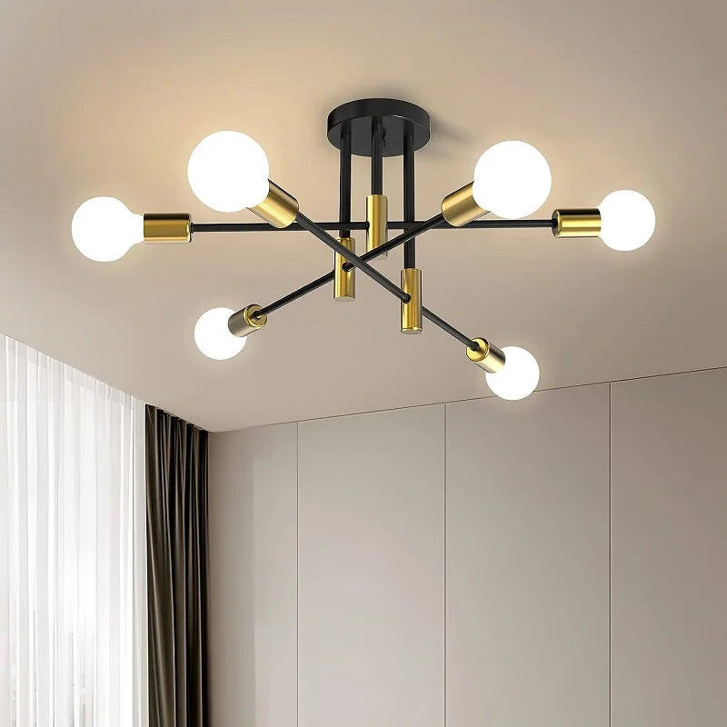 Contemporary black LED ceiling light with geometric silhouette