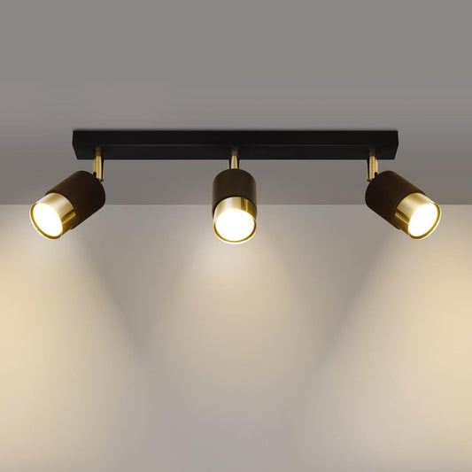 Trip Track Light in gold and black, ideal for ceiling and wall lighting in bathrooms, bedrooms, dining rooms, hallways, kitchens, and living rooms