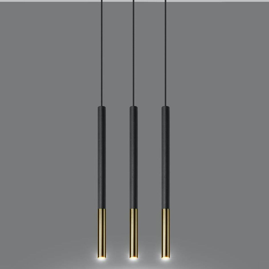 Close-up of Trip Triple Gold Pendant Chandelier Ceiling Light for Kitchen, Living Room, Dining Room and Bedroom