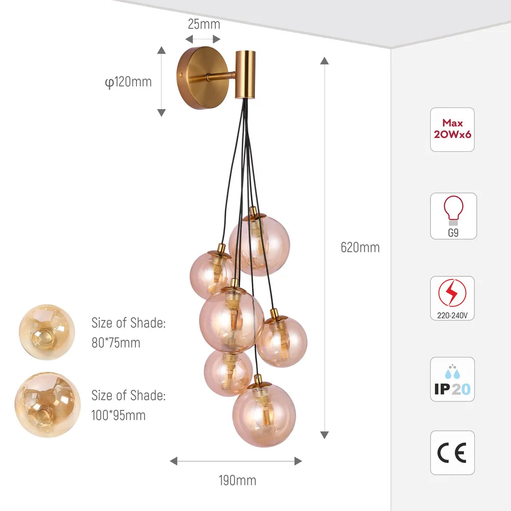 Cluster Globe Cascade Wall Light product photograph showing design detail and finish