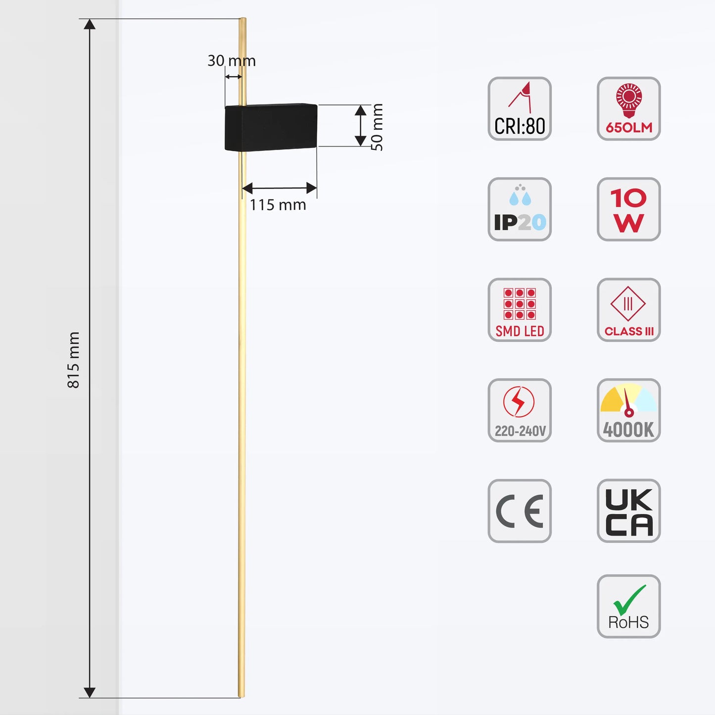 Black Aurora Linear LED Wall Light product photograph showing design detail and finish