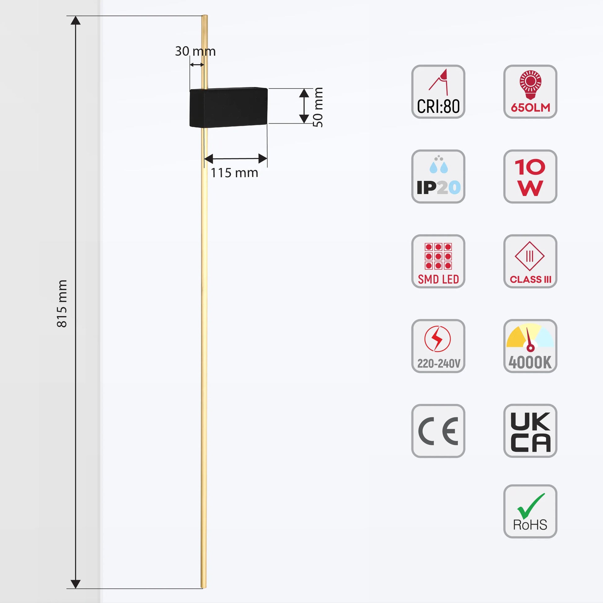Black Aurora Linear LED Wall Light product photograph showing design detail and finish