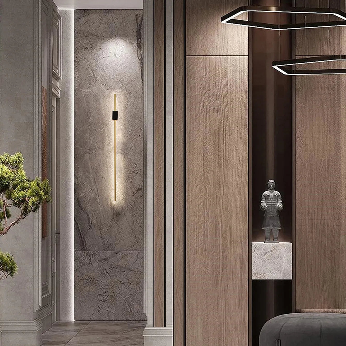 Black Aurora Linear LED Wall Light product photograph showing design detail and finish