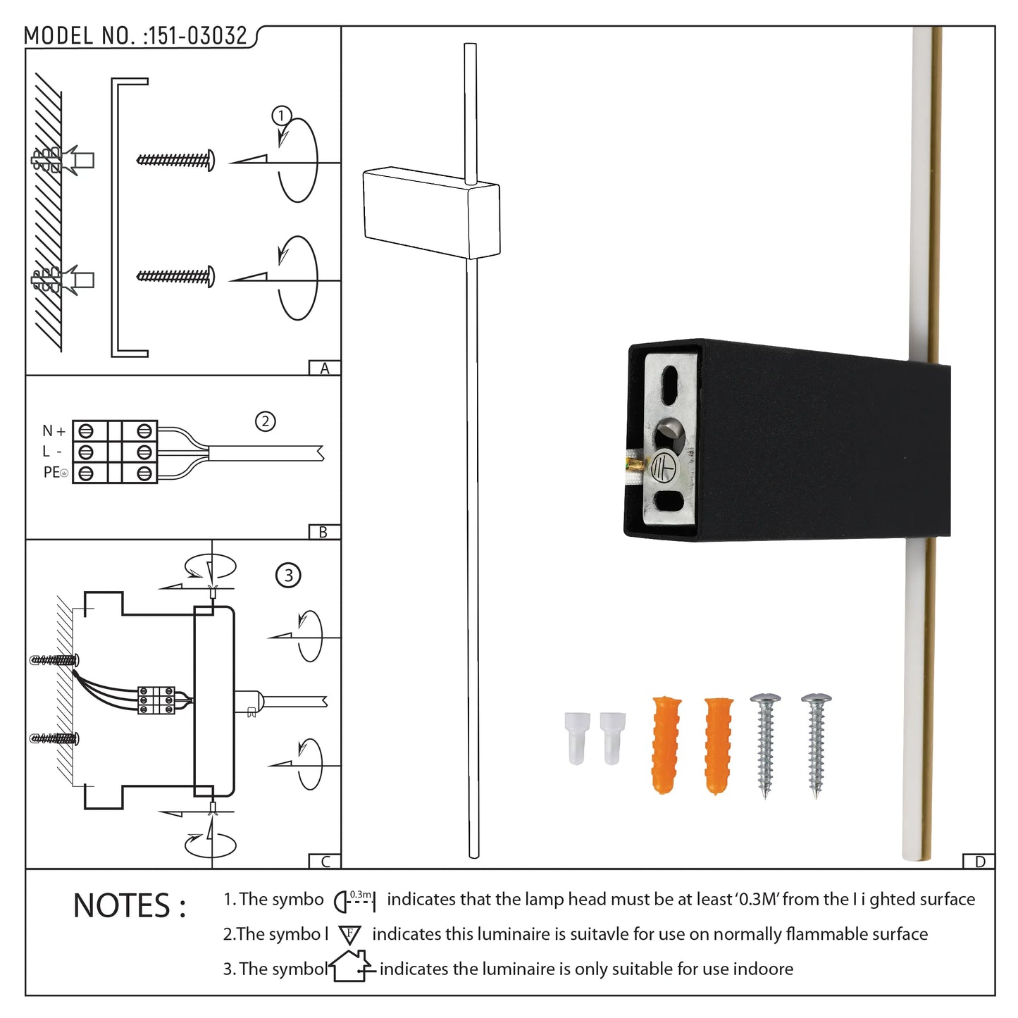 Black Aurora Linear LED Wall Light product photograph showing design detail and finish