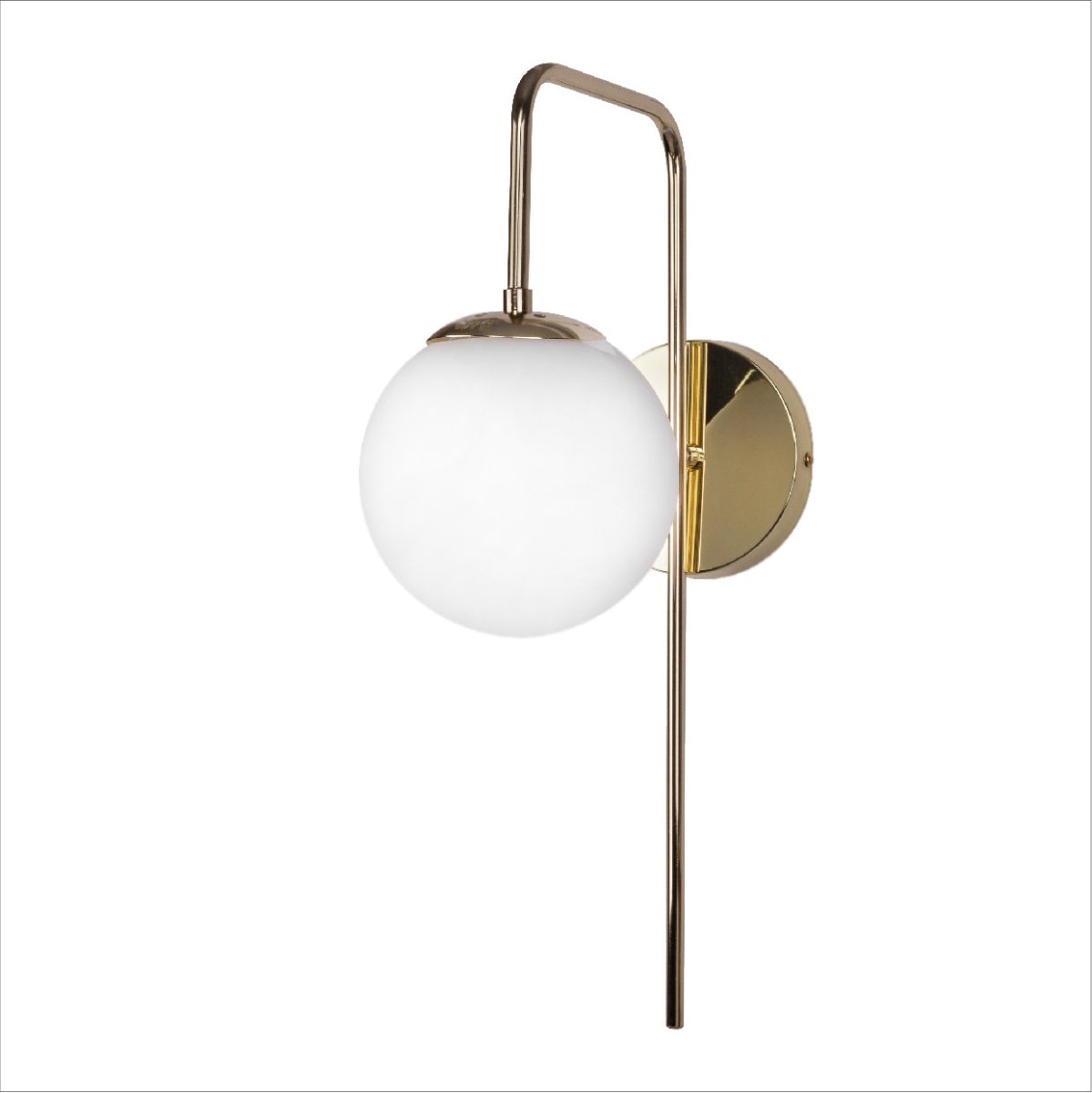 Opal Globe Bedside Wall Light front view showing complete design, finish and proportions